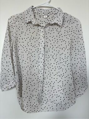 Monki White Blouse with Black Polka Dots